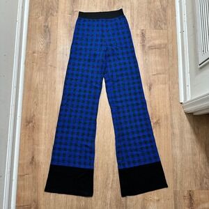 IVORIES | NWT Blue Black Sparkle Italian Skill Houndstooth Knit Flare Pants, S